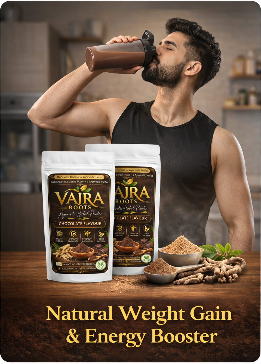 Vajra Roots Weight Gainer Combo (Chocolate & Badam Elaichi Flavour) 500gmX2