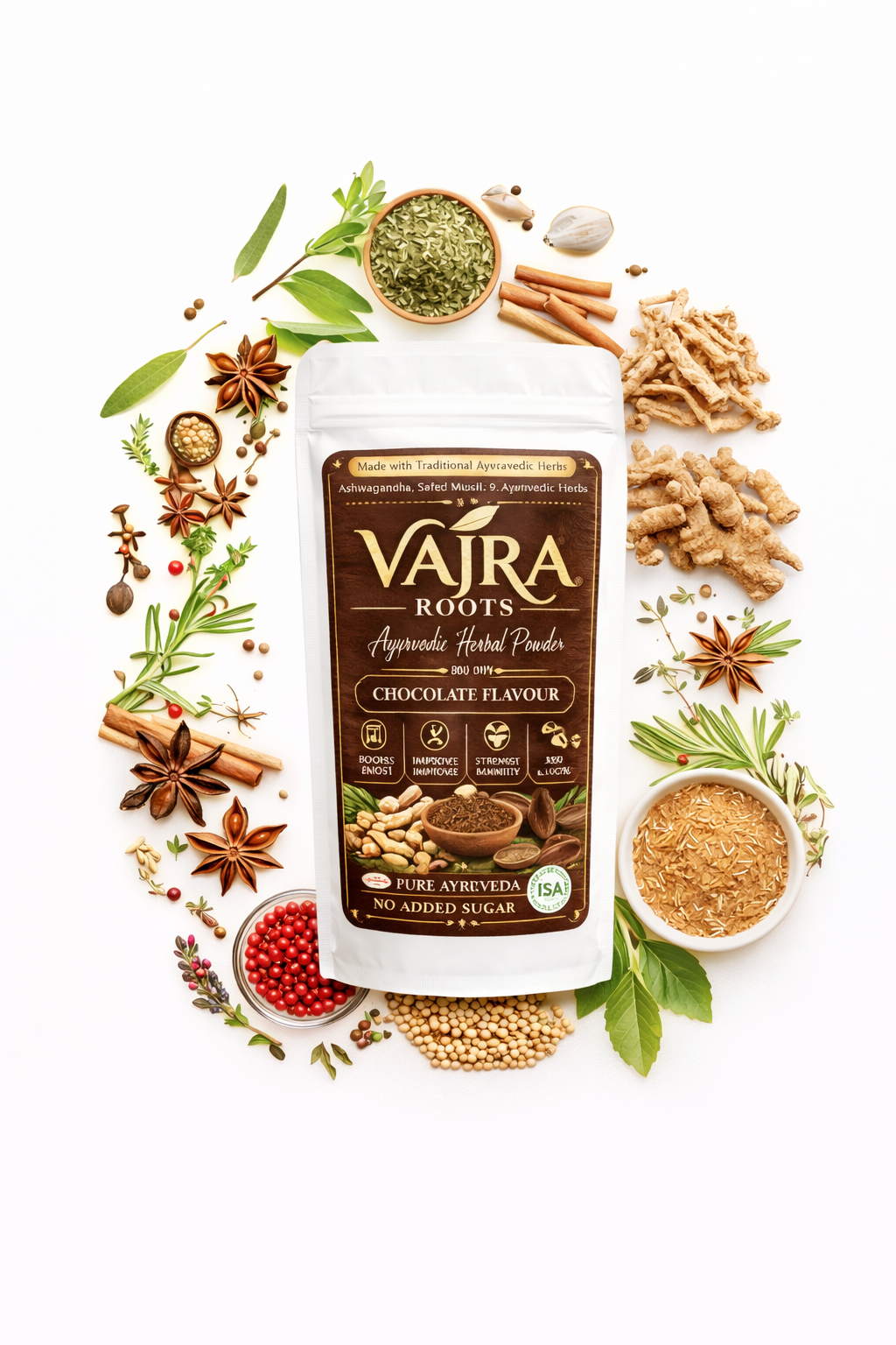 Vajra Roots Weight Gainer Combo (Chocolate & Badam Elaichi Flavour) 500gmX2